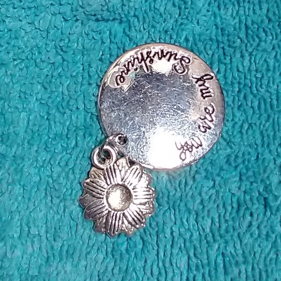 Silvertone Sunflower Pendant You Are My Sunshine - Picture 3 of 7